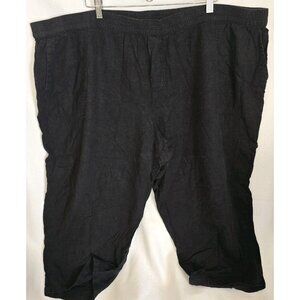 Susan Graver Pure Linen Blend Pants Black 4X Luxury Soft Linen Plus Size QVC